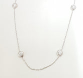 שרשרת כסף 8 זרקונים עם מסגרת 4 מ"מ